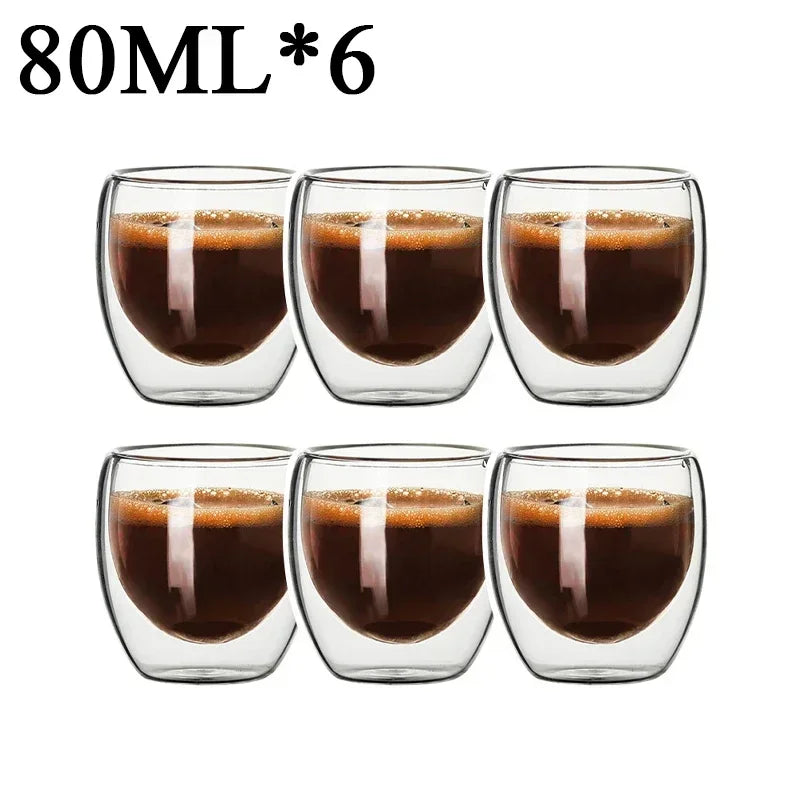 2-18PCS Double Wall High Borosilicate Glass Mug Heat Resistant Tea Milk Juice Coffee Water Cup Bar Drinkware Gift Creativity Set Quick Pick Grocers